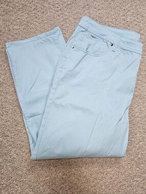 Chico's Blue Slim Leg Crop Spring Straight Pants Jeans Size 16 Stretch